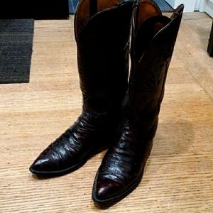 Lucchese full quill ostrich black cherry cowboy boots women's size 9
